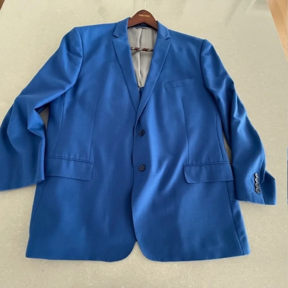 Hart Schaffner Marx Blazer Mens 52R 100% Wool Regular Fit Sports Coat Royal Blue